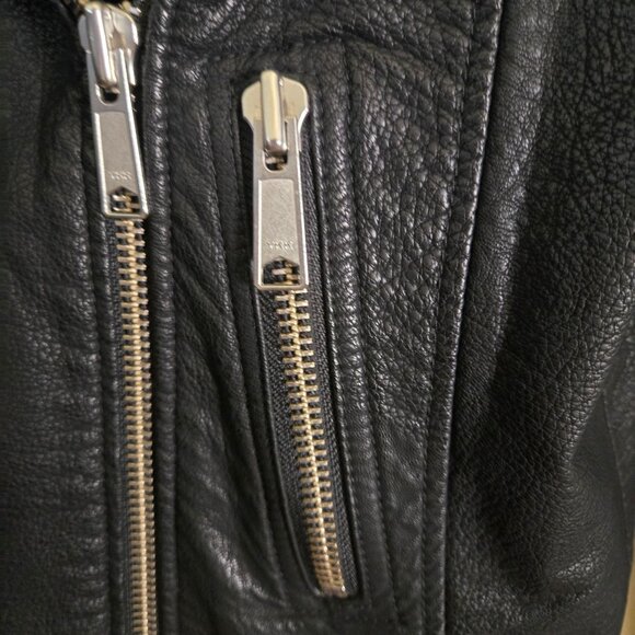 Pistola Evereve Isabel Moto Jacket Black Faux Leather Vegan Size S - Picture 6 of 11